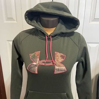 Under Armour Womens Small Hunter Green/Pink Hoodie Green - $23