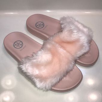Guess fur sales slide sandals