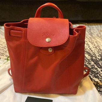 Longchamp Women's Red Le Pliage Leather Backpack - $250 New