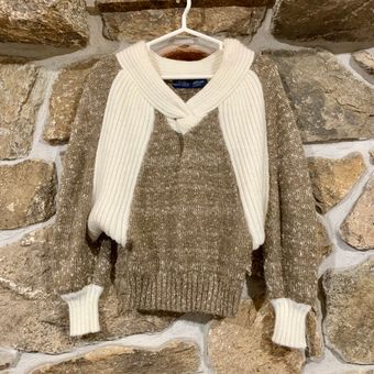 Majestic Vintage 50s-60s Wool V-Neck Knit Sweater Knot Front