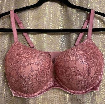 Victoria's Secret Mauve Pink Shimmery Lace Very Sexy Push Up Bra