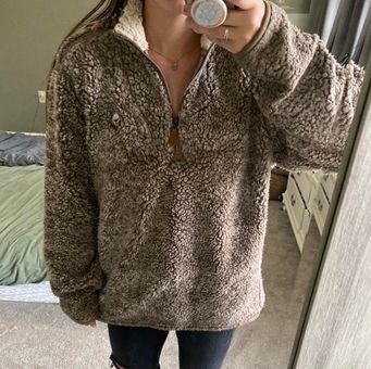 fuzzy quarter zip jacket