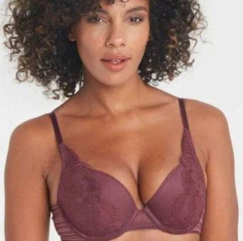 Auden Women's Burgundy High Apex Plunge Coverage Lace Push Up Bra Size  undefined - $7 New With Tags - From Heather