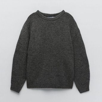 Hollister oversized ribbed crew neck knit sweater in gray