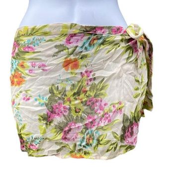 Swim Cover Up - Tie-Side Mini Skirt Coverup - Floral Swim Coverup