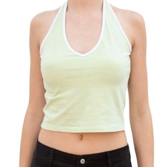Brandy Melville Green White Crop Halter Top Pastel S M St Pats - $25 - From  kelly