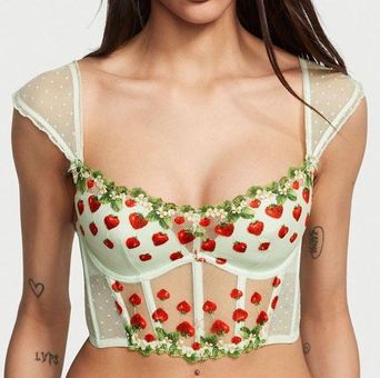 Victoria's Secret Dream Angels Strawberry Embroidery Cap-Sleeve