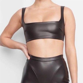 SKIMS NWT Faux Leather Bralette Size 3X Soot BR-TOP-1143 NWT NEW - $45 New  With Tags - From Gulfcoast