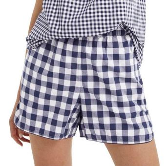 Draper James X Lands End Navy White Gingham Pajama Shorts