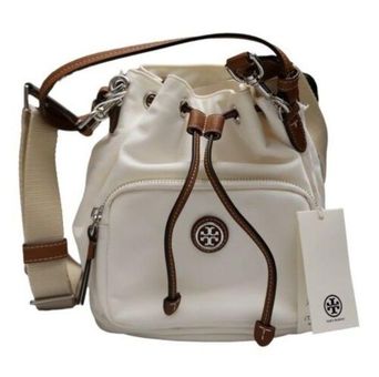 Tory Burch Virginia Recycled Nylon Bucket Bag White