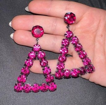 Hot Pink Statement Earrings and Rhinestones.