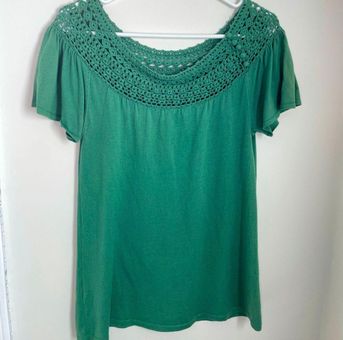 BCBGMAXAZRIA Crochet Knit Top Green 28 65 Off Retail