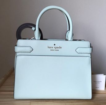 Kate Spade Staci Medium Top Zip Satchel Crossbody Crystal Blue Leather