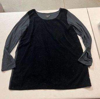 J.Jill Wearever Black Mixed Media Velvet Cotton Top Size Medium Petite -  $16 - From Sophia