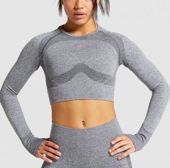 Gymshark XL Flex Crop Top Long Sleeve Heather Grey Gray - $18