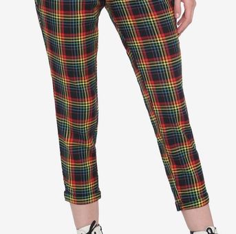 Hot Topic Womens Pants Rainbow Plaid NO Chain Not Included