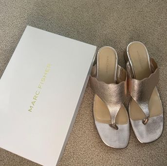 Marc Fisher Bronze Leather Heeled Sandals Gold Size 9.5 36 70