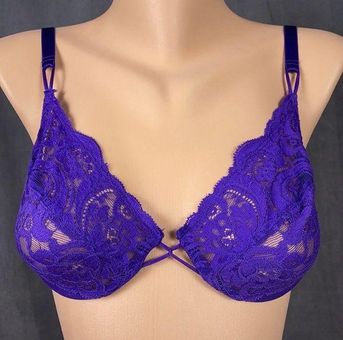 Victoria's Secret Vintage Gold Label 34C Purple Sheer Lace Bra