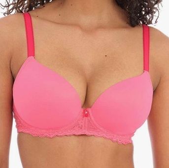 Freya NWT Offbeat Molded Plunge Demi T-Shirt Lace Adorned Bra Pink Size 32L  - $39 New With Tags - From Erin