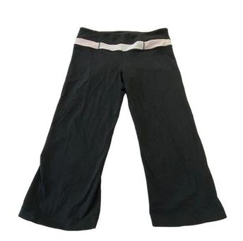 Lululemon Cropped Wide Leg Pants Black pink Size 8 Athleisure Yoga 19  Inseam - $16 - From Elizabeth