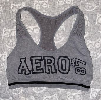 Aeropostale Grey and Black Sports Bra Size S