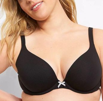 Cacique NEW Cotton Boost Plunge Push Up Bra in Black US