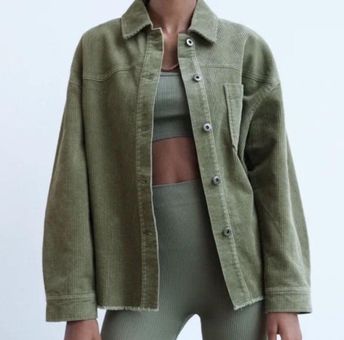 Zara green shop corduroy jacket