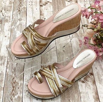 Donald J. Pliner Lettie Metallic Wedge Sandals 8M Gold Size 8