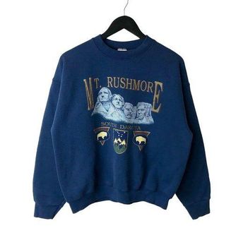 90s Vintage Mt Rushmore South Dakota Crewneck Sweatshirt Medium M Blue  Graphic - $54 - From The