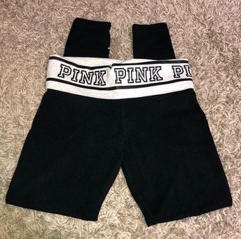 PINK - Victoria's Secret leggings small white and black fold over top