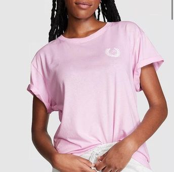 Victoria's Secret Pink Cotton Short Sleeve Campus T Shirt, Women's