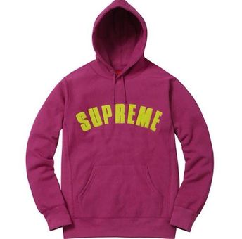 Supreme Chenille Arc Hoodie | Magenta and Yellow | Size Small