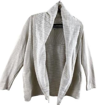 Lucky Brand 100% Cotton Cream Long Sleeve Shawl Open Cardigan Pockets Size  L Size L - $31 - From Haley