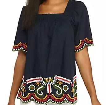 EMBROIDERED SQUARE NECK BLOUSE