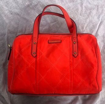 Tangerine Orange Faux Leather Quilted Shoulder Bag purse New