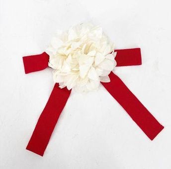 Red & White Flower ribbon Pin