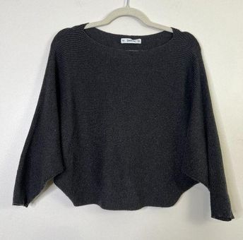 ZARA Knit Batwing Dolman Sleeve Ribbed Knit Cropped Sweater