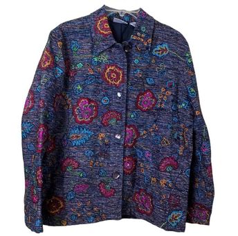 Vtg Chico's Design S 1 Jacket Top Multicolor Button Up Womens RN