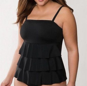 Cacique NWT Swim Ruffle Tankini Top Black Size 14 - $35 New With Tags -  From Nikki