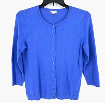 Talbots Lightweight Jacket Shirt Womens Medium Petite Blue Cotton