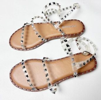 Cushionaire Women s Tatum Clear Studded Memory Foam Sandals