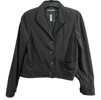 Ralph Lauren Lauren Womens Blazer Jacket 8 Black Button Up Gold