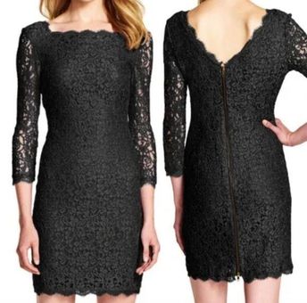 Adrianna Papell Black Lace Square Neck V V Neck Back 3 4