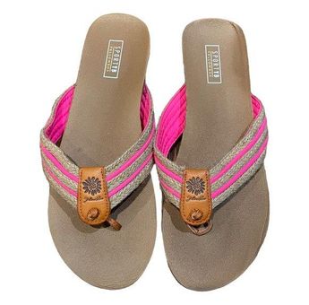 Yellow Box sporty b flip flop sandals brown and pink size 10 25