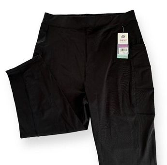 Pop Fit Stella Crop Black Athletic Side Pockets Leggings Plus Size