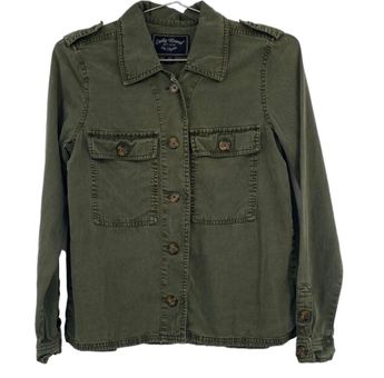 Lucky Brand Olive Green Button Up Long Sleeve Shirt Shacket Size