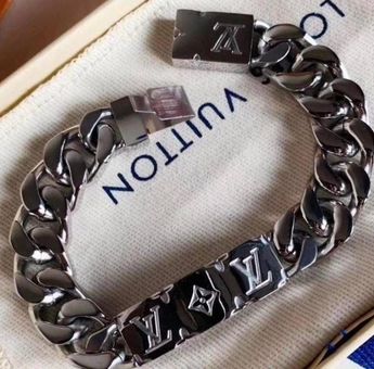 Louis Vuitton Monogram Palladium Finish Chain Link Bracelet