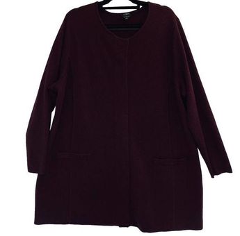 Talbots Open Front Cardigan Women's Petite XL Merino Wool Long Line Plum  Size undefined - $36 - From Christy