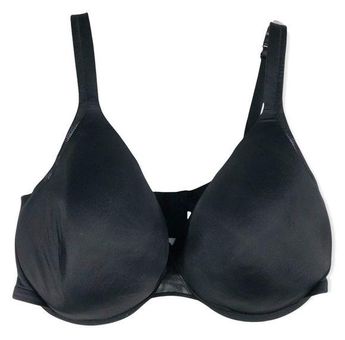 Cacique 44G Bra Black Satin Full Coverage Stretch Plus Size Lane