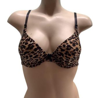 Inspirations Cheetah Satin Underwire Bra Size 36A (Preowned